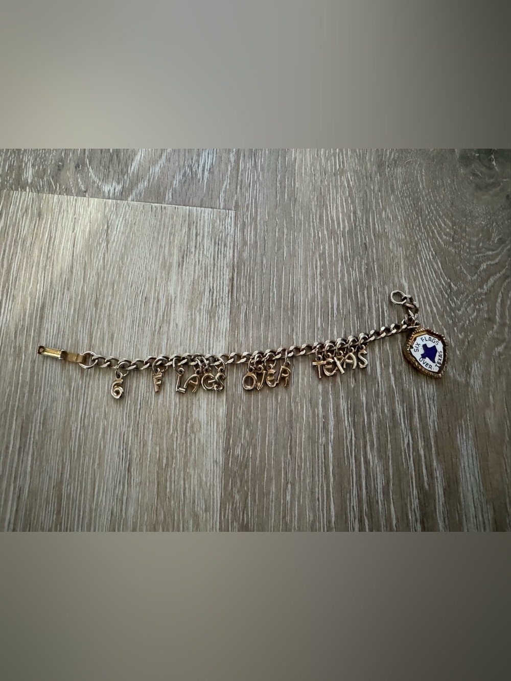 6 flags over Texas vintage charm bracelet